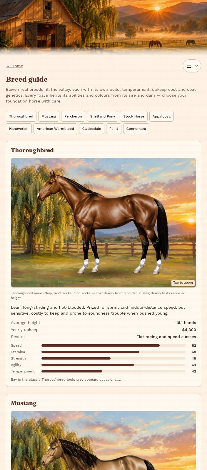 Inherited Hoofprints public breed comparison screen
